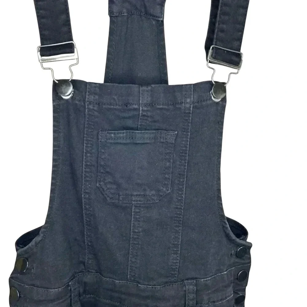 2/$30 American Bazi Size Small Bib Overalls Women Black Distressed Denim Jean